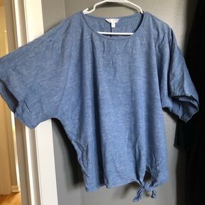 Linen Denim Dolman Sleeve